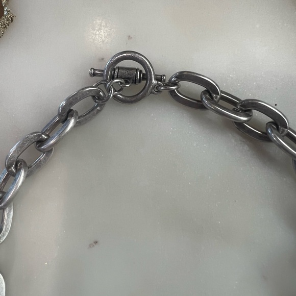 FRENCH KANDE Silver Chain Necklace with Fleur De Lis Brass Pendant - Beautiful! - Picture 6 of 7